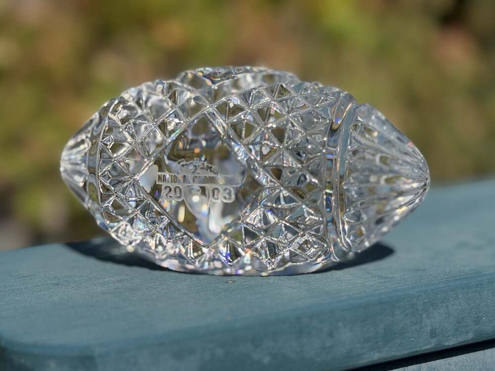 USC Trojans 2003 National Champions Etched Waterford Crystal Football Paperweigh